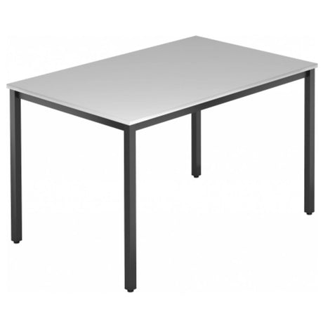 Bureau DORAN DQ12 D avec plateau gris et pieds tubulaires carrés noirs de hjh OFFICE PRO