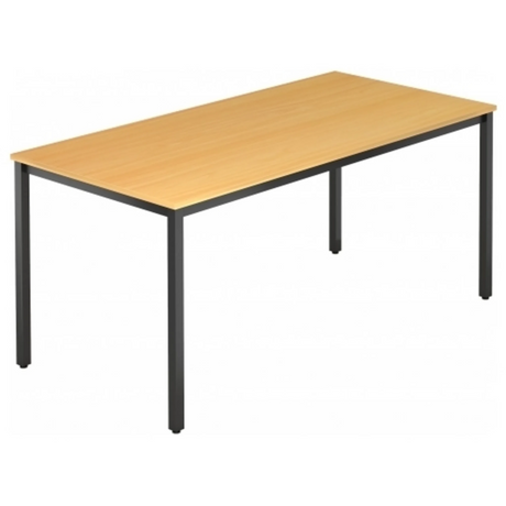 Bureau DORAN DQ16 D avec plateau couleur hêtre et piètement noir de hjh OFFICE PRO