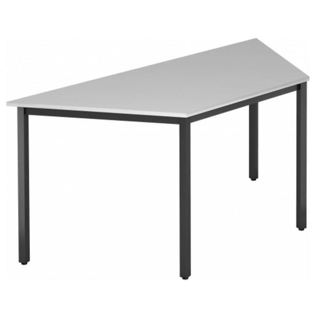 Bureau DORAN DQTR D avec plateau gris et piètement tubulaire carré noir de hjh OFFICE PRO