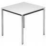 Table carrée DORAN DR08 C avec plateau blanc et pieds tubulaires ronds chromés de hjh OFFICE PRO