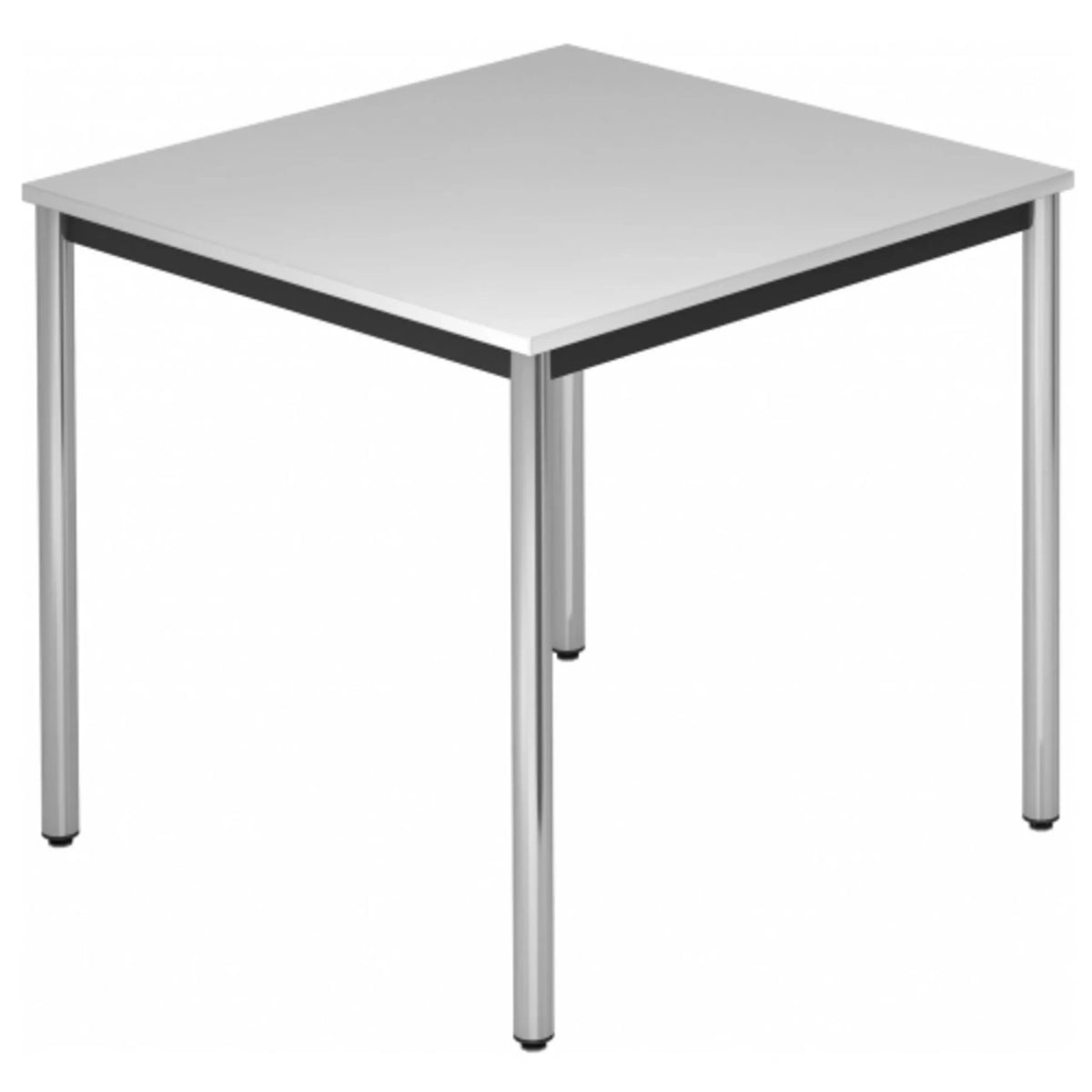Table carrée DORAN DR08 C avec plateau gris et pieds tubulaires chromés de hjh OFFICE PRO
