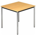 Table carrée DORAN DR08 C avec plateau couleur hêtre et pieds tubulaires chromés de hjh OFFICE PRO