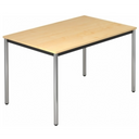 Bureau DORAN DR12 C avec plateau en érable clair et pieds tubulaires ronds chromés de hjh OFFICE PRO