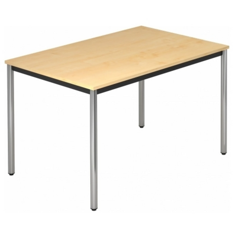 Bureau DORAN DR12 C avec plateau en érable clair et pieds tubulaires ronds chromés de hjh OFFICE PRO