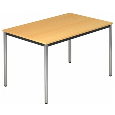 Bureau DORAN DR12 C aspect hêtre avec pieds tubulaires ronds chromés de hjh OFFICE PRO