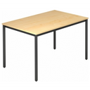 Bureau DORAN DR12 D avec plateau en érable clair et pieds tubulaires ronds noirs de hjh OFFICE PRO