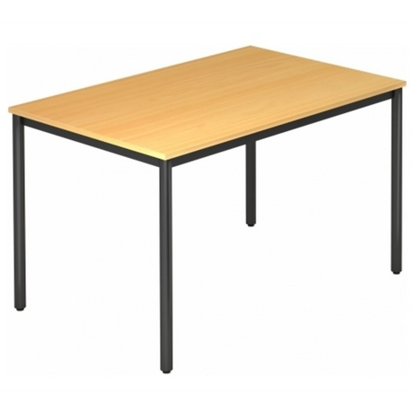 Bureau DORAN DR12 D avec plateau couleur hêtre et piètement tubulaire noir de hjh OFFICE PRO