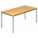 Bureau DORAN DR16 C avec plateau couleur hêtre et pieds tubulaires ronds chromés de hjh OFFICE PRO