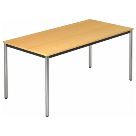 Bureau DORAN DR16 C avec plateau couleur hêtre et pieds tubulaires ronds chromés de hjh OFFICE PRO