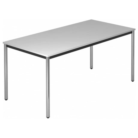 Table rectangulaire DORAN DR16 C avec plateau gris et pieds tubulaires ronds chromés de hjh OFFICE PRO