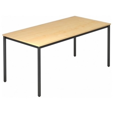 Bureau DORAN DR16 D avec plateau en bois d'érable clair et pieds tubulaires noirs de hjh OFFICE PRO