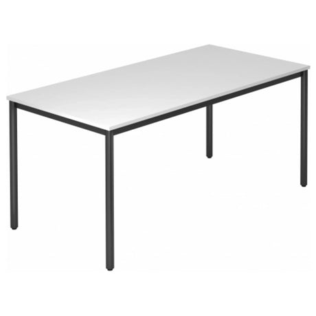 Bureau DORAN DR16 D avec plateau blanc et structure tubulaire noire de hjh OFFICE PRO