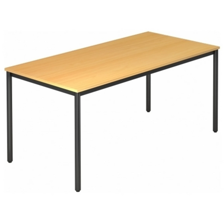Bureau DORAN DR16 D avec plateau couleur hêtre et piètement tubulaire noir de hjh OFFICE PRO