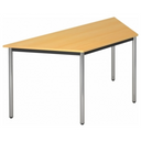 Bureau DORAN DRTR C effet hêtre avec quatre pieds tubulaires ronds chromés de hjh OFFICE PRO