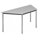 Table grise DORAN DRTR C avec pieds tubulaires ronds chromés et plateau trapézoïdal de hjh OFFICE PRO