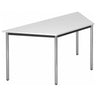 Table blanche DORAN DRTR C avec pieds tubulaires chromés et plateau trapézoïdal de hjh OFFICE PRO