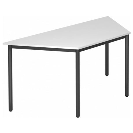 Bureau DORAN DRTR D avec plateau blanc et pieds tubulaires ronds noirs de hjh OFFICE PRO