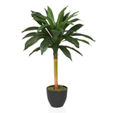 Plante artificielle DRACAENA I aux feuilles vertes dans un pot noir de hjh OFFICE