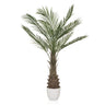 Plante artificielle verte DRACAENA avec des feuilles de palmier en éventail dans un pot blanc de hjh OFFICE