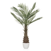 Plante artificielle verte DRACAENA avec des feuilles de palmier en éventail dans un pot blanc de hjh OFFICE