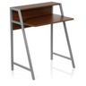 Bureau DUMONT aspect noyer avec pieds en métal gris et rehausse de hjh OFFICE