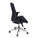 Siège de bureau de qualité professionnelle PRO-TEC 250 noir avec accoudoirs et pied à cinq roulettes de hjh OFFICE – vue à 360° (vue de profil 100°)