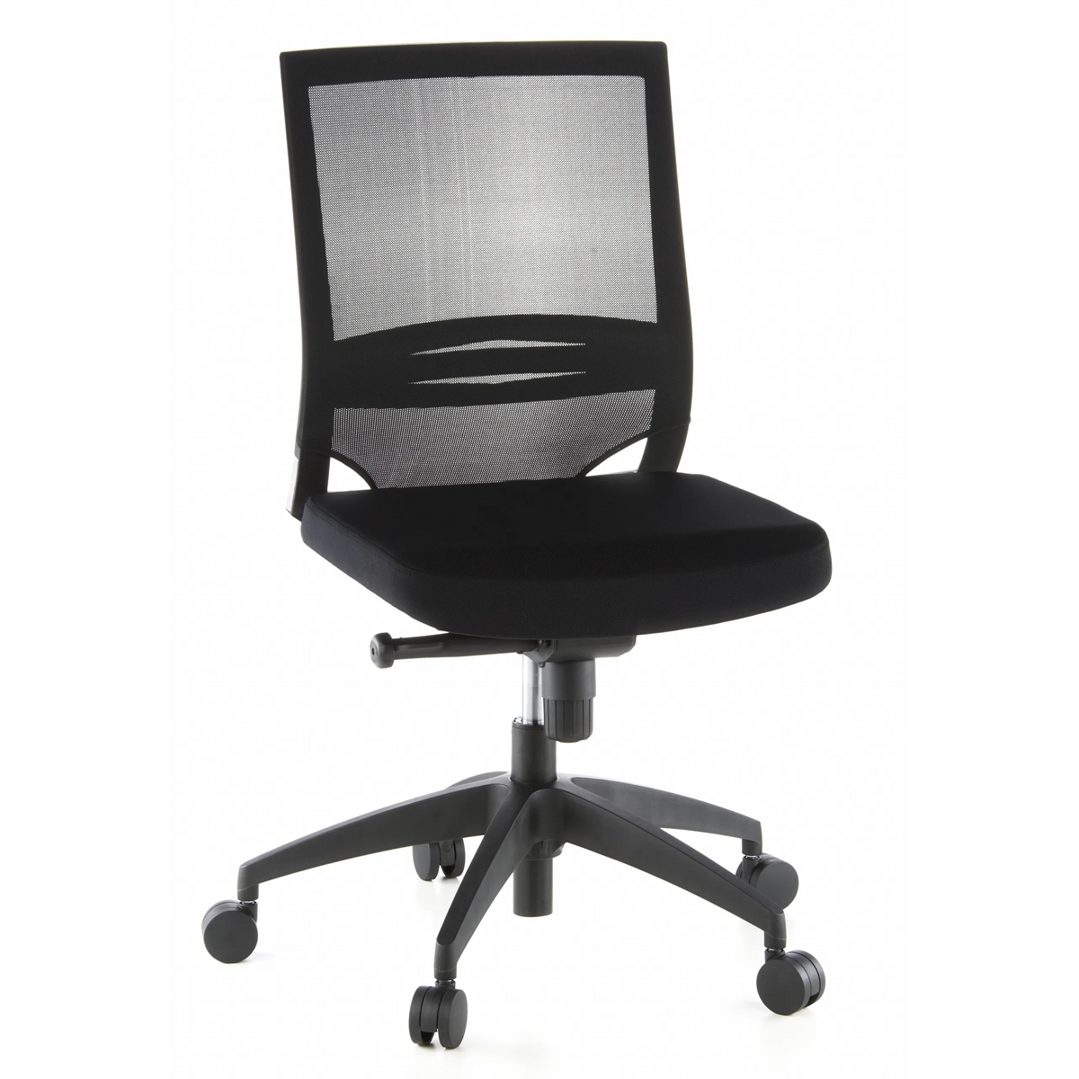 Siège de bureau de qualité professionnelle PORTO ECO noir avec dossier en maille et base à cinq roulettes de hjh OFFICE – vue à 360° (vue de face 20°)