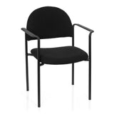 Chaise à quatre pieds XT 700 noire avec accoudoirs et assise rembourrée de hjh OFFICE – vue à 360° (vue de face 20°)