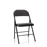Chaise pliante TUDELA I gris foncé avec housse en velours et structure noire de hjh OFFICE – vue à 360° (vue de face 20°)