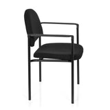 Chaise à quatre pieds XT 700 noire avec accoudoirs et assise rembourrée de hjh OFFICE – vue à 360° (vue de profil 80°)