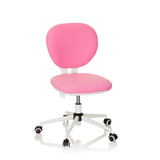 Chaise pivotante pour des enfants KID VIVO rose avec pied en étoile blanc et cinq roulettes de hjh OFFICE – vue à 360° (vue de face 20°)