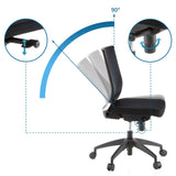 Dossier réglable jusqu'à 90 degrés et assise réglable en hauteur du Siège de bureau de qualité professionnelle PORTO ECO de hjh OFFICE