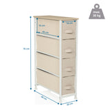 Dessin dimensionnel de la Commode FOLDRESS S avec 76 × 48 cm et quatre tiroirs de hjh LIVING