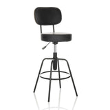Tabouret de bar noir DISC HIGH avec dossier et repose-pieds rond de hjh OFFICE – vue à 360° (vue de trois quarts avant 30°)