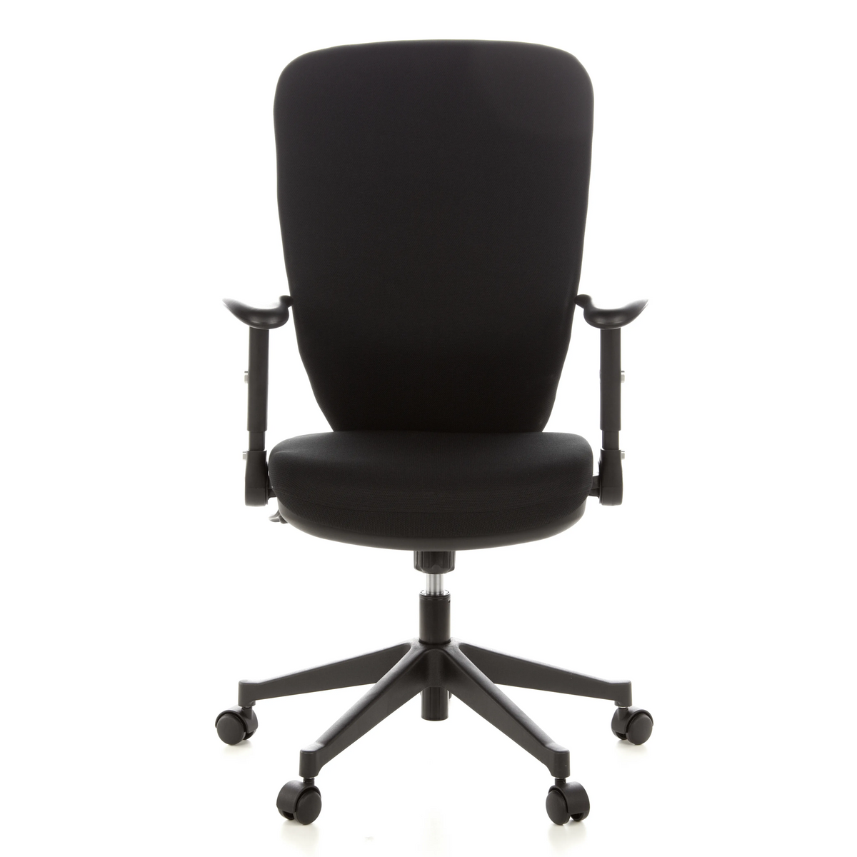 Siège de bureau de qualité professionnelle TRAFFIC 30 noir avec accoudoirs et base à cinq roulettes de hjh OFFICE – vue à 360° (vue de face 0°)