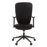 Siège de bureau de qualité professionnelle TRAFFIC 30 noir avec accoudoirs et base à cinq roulettes de hjh OFFICE – vue à 360° (vue de face 0°)