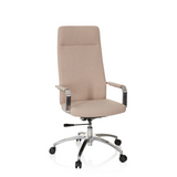 Siège de bureau à domicile SARANTO PLUS I beige avec accoudoirs et piètement à cinq roulettes de hjh OFFICE – vue à 360° (vue de face 20°)