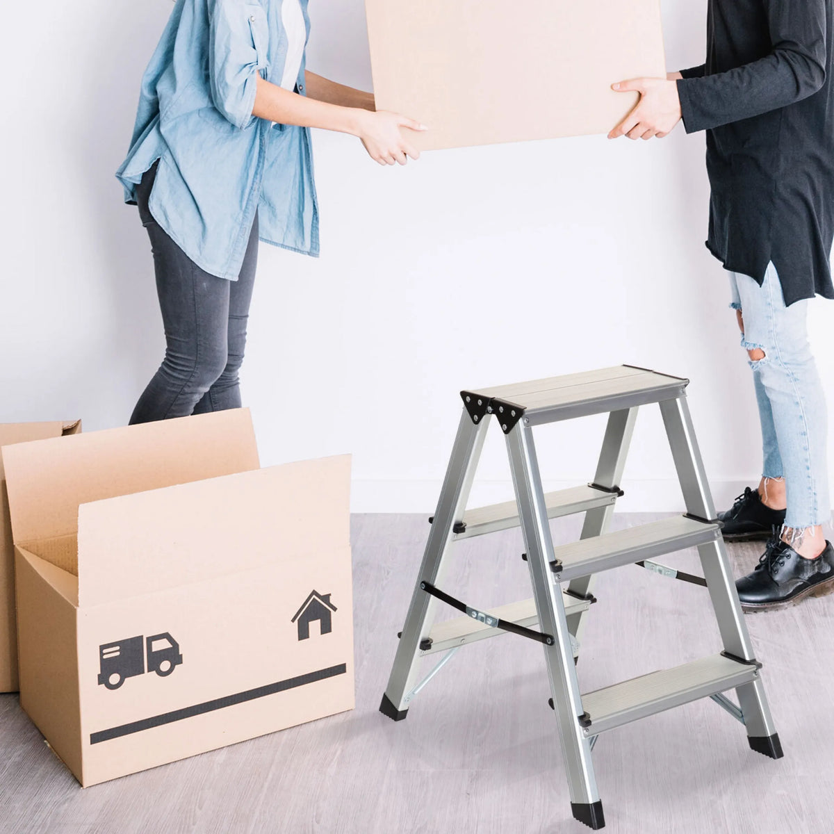 Échelle pliante SOLID en aluminium avec trois marches de hjh OFFICE