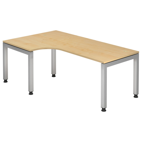L-förmiger Schreibtisch JAVA 82 S in Ahorn-Optik mit silbernen Metallbeinen von hjh OFFICE PRO