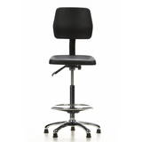 Chaise de comptoir TOP WORK 11 noire avec repose-pieds et piètement à cinq branches de hjh OFFICE – vue à 360° (vue de face 0°)