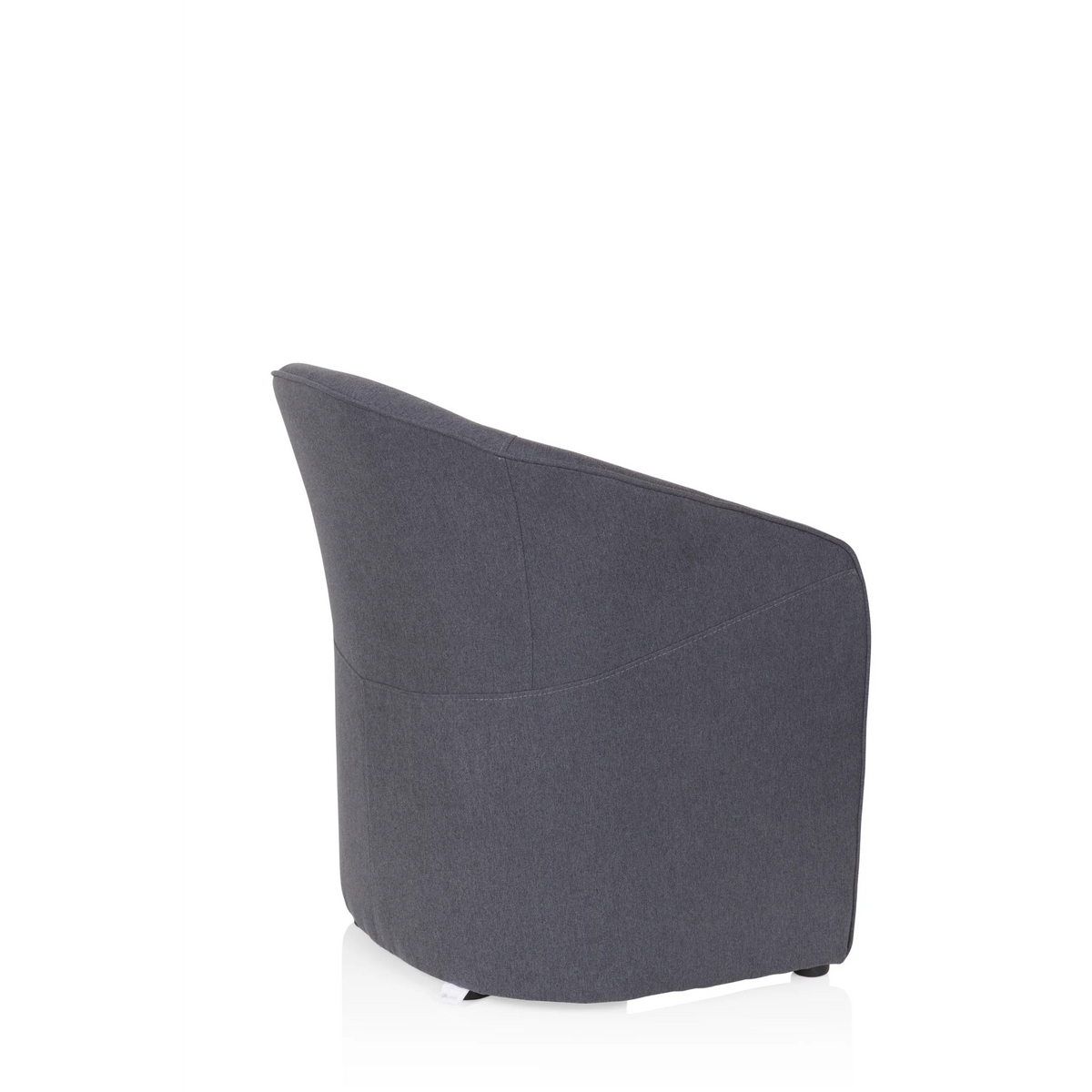 Fauteuil rembourré SAN JUAN gris foncé avec dossier et accoudoirs arrondis de hjh OFFICE – vue à 360° (vue de trois quarts arrière 120°)