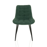 Chaise de salle à manger ELARIS couleur pétrole avec rembourrage capitonné et pieds noirs de hjh LIVING – vue à 360° (vue de face 0°)