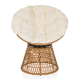 Outdoor-Stuhl WEAVORA in Beige mit geflochtenem Untergestell und großem, weichem Sitzkissen von hjh LIVING