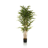 Plante artificielle verte BAMBUS II en forme de bambou avec pot noir de hjh OFFICE – vue à 360° (vue de face 0°)