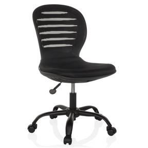 Schwarzer Homeoffice-Bürostuhl CASLA mit Netzrückenlehne und fünf Rollen von hjh OFFICE