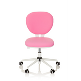 Chaise pivotante pour des enfants KID VIVO rose avec pied en étoile blanc et cinq roulettes de hjh OFFICE – vue à 360° (vue de face 0°)