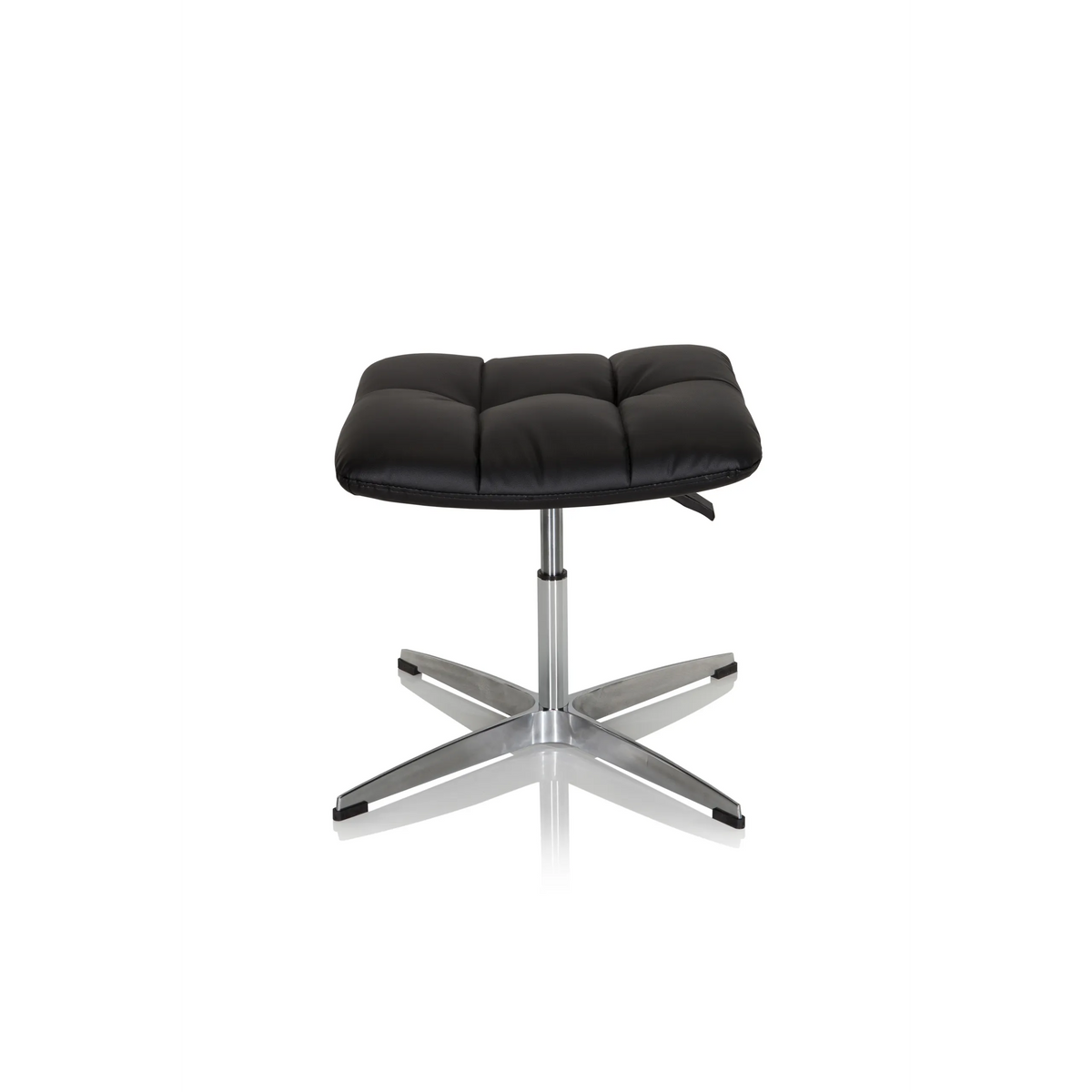 Tabouret rembourré noir SARANTO en similicuir avec pied en étoile à quatre branches de hjh OFFICE – vue à 360° (vue de face 0°)