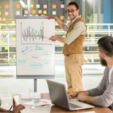 Tableau blanc MULTIBOARD en argent avec pied et lettrage de hjh OFFICE