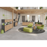 Armoires de la série FlexWall avec paires de portes en chêne rustique et caissons gris de hjh OFFICE PRO