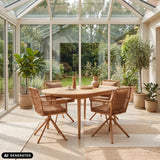 Chaises rembourrées marron Tavaro Korvik avec tressage à une table ovale en bois de hjh LIVING (image générée par IA)